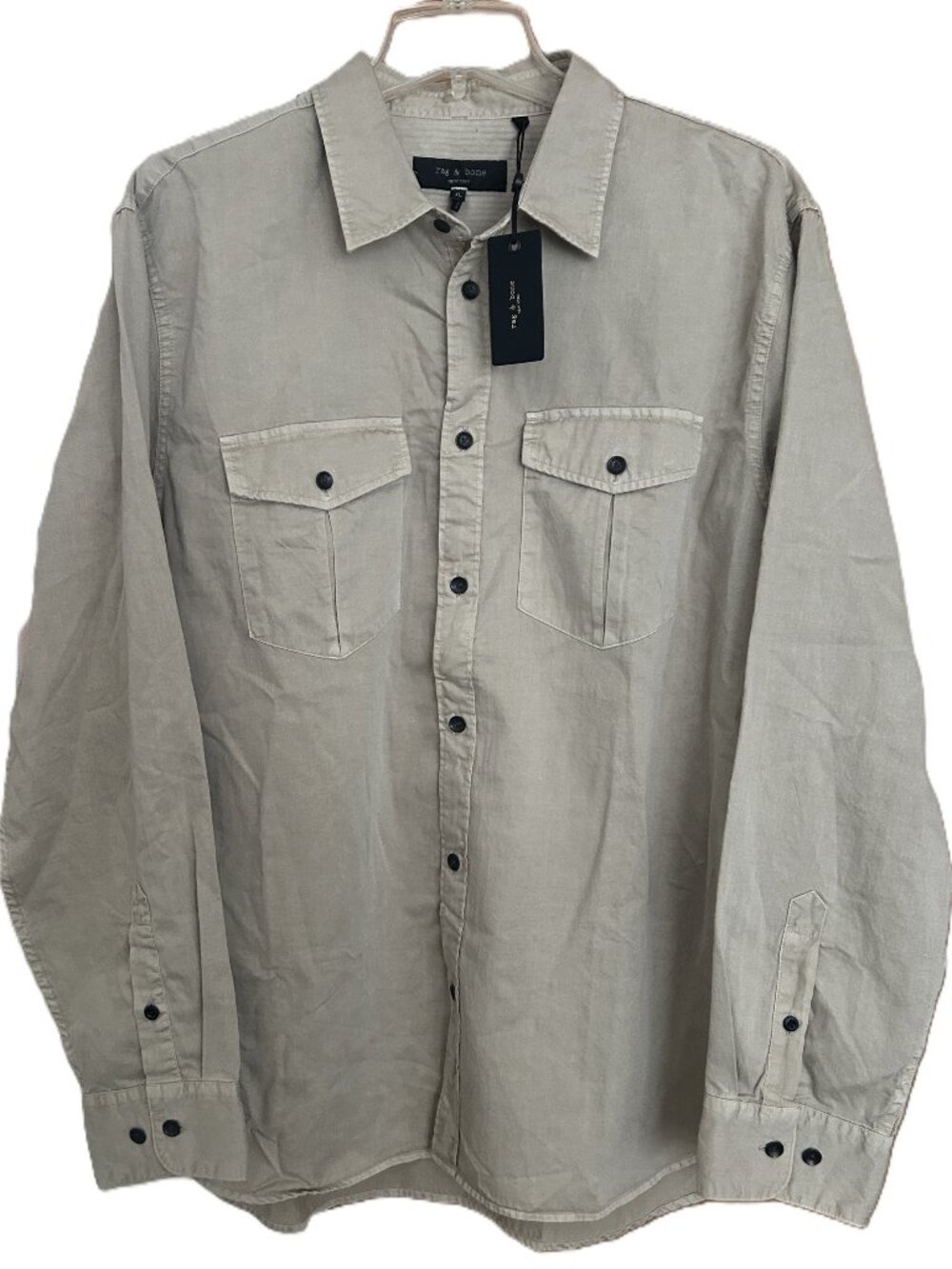 NWT Rag & Bone Finch Military Shirt Light Metal Men's XL $328